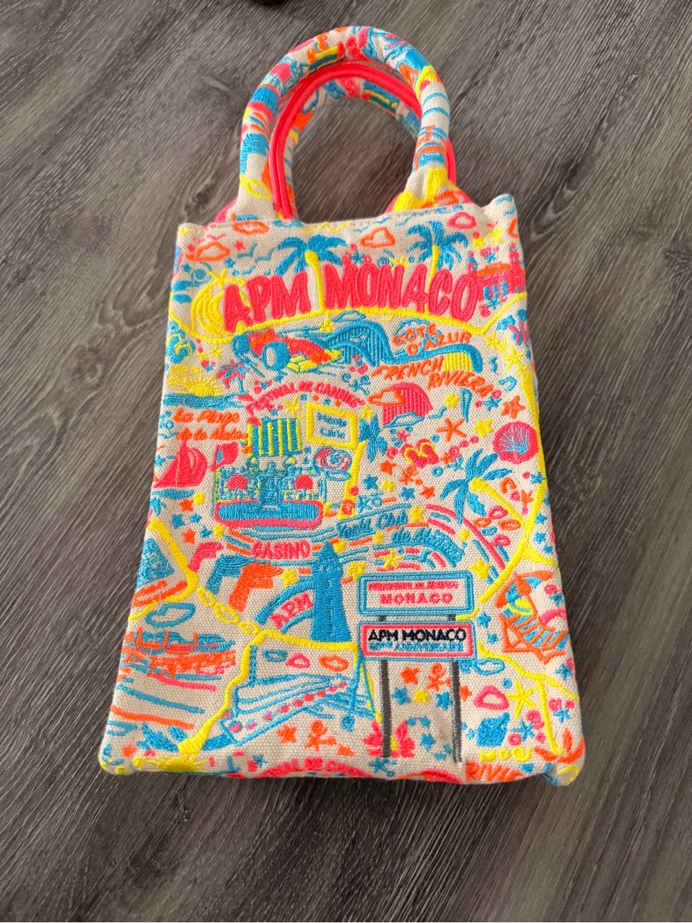 monaco Bright Multicolor Beach Scene Mini Tote